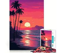 Rompecabezas de 1000 Piezas para Adultos,Puesta de Sol californiana,píxeles,Ajuste Exacto,Juego de lógica,Juguete Divertido,Juego de Juego Libre,Regalo de cumpleaños (50x75cm)