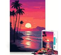 Rompecabezas de 1000 Piezas para Adultos,Puesta de Sol californiana,píxeles,Corte nítido,Juego de Manualidades,Juego de concentración,Regalo,Juego de Ocio,Escena navideña,Arte (38x26cm)