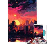Rompecabezas de 1000 Piezas para Adultos Puesta de Sol Urbana Juego Educativo Juguete desafiante Juego Educativo decoración de Arte para el hogar Regalo artístico tamaño 38x26cm