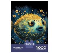 Rompecabezas De 1000 Piezas para Adultos Pufferfish Fish Animal Rompecabezas para Adultos Juego Práctico Decoración De Pared Gran Regalo para Los Amantes De Los Juegos 52x38cm/1000pcs