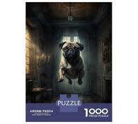 Rompecabezas De 1000 Piezas para Adultos Pug in Haunted Mansion Rompecabezas Práctico Juego Decoración del Hogar Cumpleaños Y Navidad 52x38cm/1000pcs