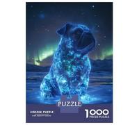 Rompecabezas De 1000 Piezas para Adultos Pug in The Aurora Borealis Rompecabezas para Adultos Juguetes DIY Una Obra De Arte Regalo De Cumpleaños, Regalos, 70x50cm/1000pcs