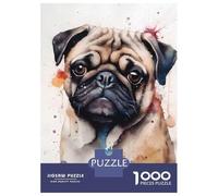 Rompecabezas De 1000 Piezas para Adultos Pug Splash Painting Rompecabezas para Adultos Juego Familiar Difícil Difícil Y Desafiante 52x38cm/1000pcs