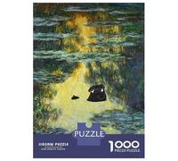 Rompecabezas De 1000 Piezas para Adultos Pug Water Lilies Monet Rompecabezas para Adultos Juego Familiar Vacaciones En Casa Matar El Tiempo Desafiante De Completar 38x26cm/1000pcs