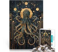 Rompecabezas de 1000 Piezas para Adultos “Pulpo Kraken geométrico” Hecho de Papel，Apto para Mayores de 14 años. Juego Familiar antiestrés desafío difícil Regalos de Juegos de Navidad。tamaño：26x38cm