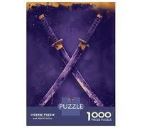 Rompecabezas De 1000 Piezas para Adultos Purple and Gold Katanas Rompecabezas Juego Familiar para La Diversión Familiar Oferta como Regalo para Toda La Familia 38x26cm/1000pcs