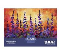 Rompecabezas De 1000 Piezas para Adultos Purple Lavender Flowers Painting Rompecabezas para Adultos Juego Familiar Mejora La Memoria Regalos Y Cumpleaños Únicos 38x26cm/1000pcs
