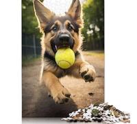 Rompecabezas de 1000 piezas para adultos | Puzzle con bola y pastor alemán | Puzzle de 1000 piezas, juegos educativos, decoración del hogar, 38 x 26 cm/1000 piezas