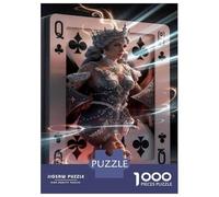 Rompecabezas De 1000 Piezas para Adultos Queen of Clubs Playing Cards Rompecabezas para Adultos Juego De Ingenio Decoración Difícil Y Desafiante 70x50cm/1000pcs