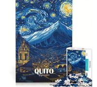 Rompecabezas de 1000 Piezas para Adultos Quito Ecuador Paisaje Urbano Estrellado Nocturno Decoración de Pared para Juguetes Ideal para la diversión Familiar Regalo de cumpleaños o para Viajes 50x75cm