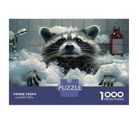Rompecabezas De 1000 Piezas para Adultos Raccoon Relaxing in A Bubble Bath Rompecabezas Juego De Ingenio Carrera De Velocidad De Manos Interacción Entre Padres E Hijos 52x38cm/1000pcs