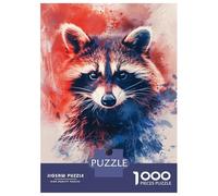 Rompecabezas De 1000 Piezas para Adultos Raccoon Watercolor Portrait Rompecabezas Juegos Familiares Difícil Difícil Cumpleaños Y Navidad 52x38cm/1000pcs
