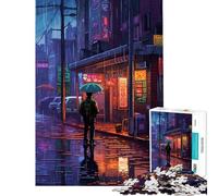 Rompecabezas de 1000 Piezas para Adultos Rain City Pixel bit Art Rompecabezas Relajante para Adultos Desafío difícil Regalo para Reducir el estrés (Tamaño 38x26cm)