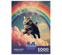 Rompecabezas De 1000 Piezas para Adultos Rainbow Flying Cat Rompecabezas para Adultos Juegos Familiares Regalos De Corte De Precisión para Amigos Y Familiares 38x26cm/1000pcs