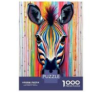 Rompecabezas De 1000 Piezas para Adultos Rainbow Zebra Portrait Rompecabezas para Adultos Juego Familiar Mejora La Memoria Regalos Y Cumpleaños Únicos 70x50cm/1000pcs