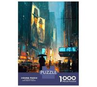 Rompecabezas De 1000 Piezas para Adultos Rainy City Night Neon Reflections Rompecabezas para Adultos Juguetes Antiestrés Decoración Perfecta Cumpleaños Y Navidad 38x26cm/1000pcs