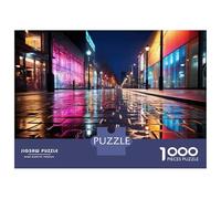 Rompecabezas De 1000 Piezas para Adultos Rainy Night Cityscape Rompecabezas para Adultos Juegos De Relajación Desafío Difícil Ayuda A Ejercitar El Cerebro 52x38cm/1000pcs