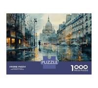 Rompecabezas De 1000 Piezas para Adultos Rainy Paris Street Scene Rompecabezas Juegos Divertidos Vacaciones En Casa Matar El Tiempo Cumpleaños Y Navidad 52x38cm/1000pcs