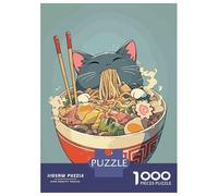 Rompecabezas De 1000 Piezas para Adultos Ramen Noodle Anime Cat Rompecabezas para Adultos Juguetes Antiestrés Decoración del Hogar Regalos para Amigos Y Familiares 70x50cm/1000pcs