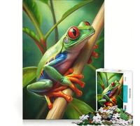 Rompecabezas de 1000 Piezas para Adultos Rana arborícola de Ojos Rojos en una Rama Juguetes para armar Que mejoran la Memoria cumpleaños y Navidad 38x52cm