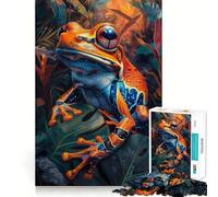 Rompecabezas de 1000 Piezas para Adultos Rana Naranja Tropical, Articulaciones Finas, Divertido Juego Mental, Regalo Ideal para Jugar en Navidad (38x26cm)