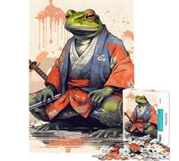 Rompecabezas de 1000 Piezas para Adultos Rana Samurai Sapo Samurai Actividades Divertidas en casa Decoración artística para el hogar Juegos relajantes Apto para Mayores de 14 años (38x52cm)