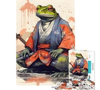 Rompecabezas de 1000 Piezas para Adultos Rana Samurai Sapo Samurai Diversión en casa Juego de ingenio y Velocidad para Personas Mayores de 14 años (38x26cm)