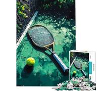 Rompecabezas de 1000 Piezas para Adultos Raqueta y Pelota de Tenis en cancha Juego de ingenio Corte de precisión Regalo de cumpleaños (Tamaño 50x75cm)