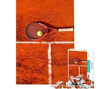 Rompecabezas de 1000 Piezas para Adultos Raqueta y Pelota de Tenis Rompecabezas para Adultos Juego de ingenio Carrera de Velocidad Regalo de cumpleaños (tamaño 38x52cm)