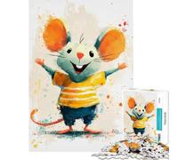 Rompecabezas de 1000 Piezas para Adultos Ratón de Dibujos Animados Feliz con los Brazos Abiertos Juego Educativo desafío Juguete Juego Relajante Regalo de cumpleaños Obra de Arte (tamaño 38x52cm)