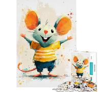 Rompecabezas de 1000 Piezas para Adultos Ratón de Dibujos Animados Feliz con los Brazos Abiertos Juguete Educativo e Intelectual para Toda la Familia Excelentes Regalos y Juguetes (tamaño 50x75cm)