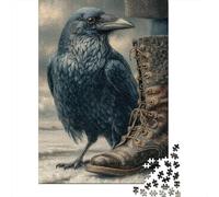 Rompecabezas De 1000 Piezas para Adultos Raven on Boot in Snowy Scene Rompecabezas para Adultos Juegos De Relajación Análisis Y Lógica Regalos para Amigos Y Familiares 70x50cm/1000pcs