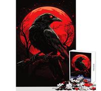 Rompecabezas de 1000 Piezas para Adultos Raven's Red Moon - Decoración de Pared de Juguete Gran Regalo para Juegos Juego Imposible Interacción Entre Padres e Hijos tamaño 50x75cm
