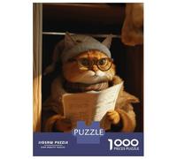 Rompecabezas De 1000 Piezas para Adultos Reading Cute Cartoon Cat Rompecabezas para Adultos Juegos Relajantes para La Diversión Familiar Interacción Entre Padres E Hijos 70x50cm/1000pcs
