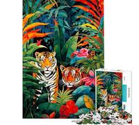 Rompecabezas de 1000 Piezas para Adultos Realeza de la Jungla Dos Tigres Un Juego de ingenio Divertido y Original Toda la Familia (tamaño 38x52cm)