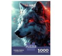 Rompecabezas De 1000 Piezas para Adultos Red Eye Wolf Rompecabezas para Adultos Juguetes Antiestrés Decoración Perfecta Cumpleaños Y Navidad 52x38cm/1000pcs