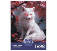 Rompecabezas De 1000 Piezas para Adultos Red-Eyed Fox in Blossoms Rompecabezas Juguetes Antiestrés Decoración del Hogar Difícil Y Desafiante 52x38cm/1000pcs
