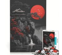 Rompecabezas de 1000 Piezas para Adultos Red Moon Japan Ink Juego Imposible desafiante de completar 38x52cm