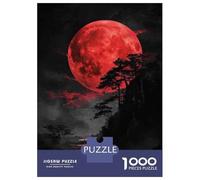 Rompecabezas De 1000 Piezas para Adultos Red Moon Night Scene Rompecabezas para Adultos Juegos De Relajación Regalos para Mujeres Cumpleaños Y Navidad 70x50cm/1000pcs