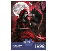 Rompecabezas De 1000 Piezas para Adultos Red Moonlit Fantasy Gothic Romance with Wolf Rompecabezas para Adultos Juego Familiar Análisis Y Lógica Difícil Y Desafiante 38x26cm/1000pcs