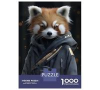 Rompecabezas De 1000 Piezas para Adultos Red Panda in A Hoodie Animal Rompecabezas para Adultos Juego De Ingenio Decoración Perfecta Regalos De Cumpleaños Y Únicos 70x50cm/1000pcs