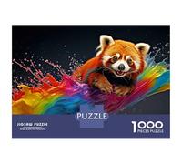 Rompecabezas De 1000 Piezas para Adultos Red Panda in Rainbow Splash Rompecabezas para Adultos Juego Familiar Difícil Difícil Y Desafiante 70x50cm/1000pcs