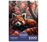 Rompecabezas De 1000 Piezas para Adultos Red Panda Sleeping Sakura Rompecabezas para Adultos Juegos Relajantes Regalos para Mujeres Desafiantes para Completar 38x26cm/1000pcs