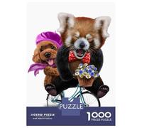 Rompecabezas De 1000 Piezas para Adultos Red Panda with Poodle Dog Rompecabezas para Adultos Juguetes Antiestrés Patrón De Ensamblaje Cumpleaños 38x26cm/1000pcs