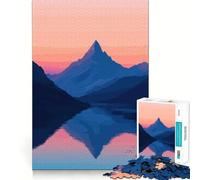 Rompecabezas de 1000 Piezas para Adultos Reflejo de montaña,Arte Minimalista en Tonos Pastel,Corte Premium,Divertido,Estimulante para la Mente,Juego Relajante, Tranquilo (50x75cm)