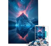 Rompecabezas de 1000 Piezas para Adultos Reflejo de montaña con Cielo cósmico Divertidas Actividades en casa Juego difícil/Imposible Apto para Mayores de 14 años 50x75cm
