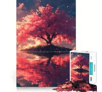 Rompecabezas de 1000 Piezas para Adultos Reflejo de un Cerezo en Flor,Juego de Habilidad Mental,Entretenimiento y Paz, (50x75cm)