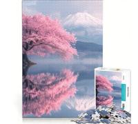 Rompecabezas de 1000 Piezas para Adultos: Reflejo de un Cerezo en Flor, Juego Educativo, desafío difícil, fortalece el Amor Entre Parejas 50x75cm