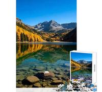 Rompecabezas de 1000 Piezas para Adultos Reflejo de un Lago Alpino en otoño Juguetes antiestrés Regalo de cumpleaños Juego práctico difícil y desafiante tamaño 50x75cm