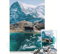 Rompecabezas de 1000 Piezas para Adultos Reflejo en un Lago de los Alpes suizos Juguete Educativo para Entrenar la Mente y Las Manos Regalo Ideal para Navidad y cumpleaños 38x52cm